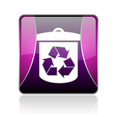 recycle violet square web glossy icon