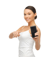 Fototapeta premium woman showing smartphone