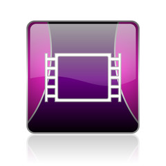movie violet square web glossy icon