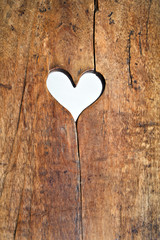 Heart symbol wood hole