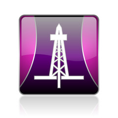 drilling violet square web glossy icon