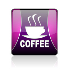 coffee violet square web glossy icon