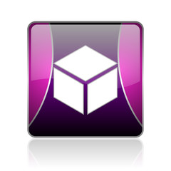 box violet square web glossy icon