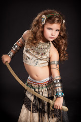 Little girl bellydancer dancing