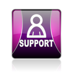 support violet square web glossy icon