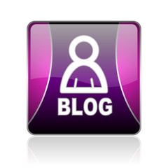 blog violet square web glossy icon