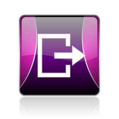 exit violet square web glossy icon