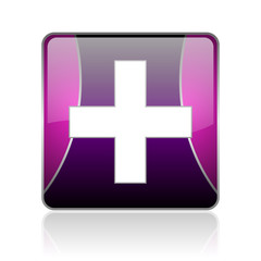 emergency violet square web glossy icon