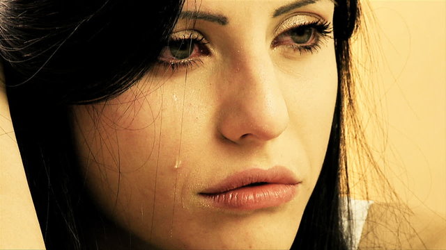 Beautiful woman crying slow motion