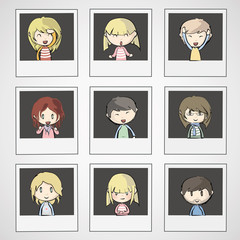 Children inside a photo. Vector design.