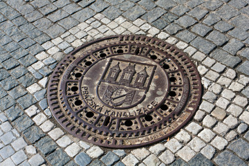 Manhole cover in Prague