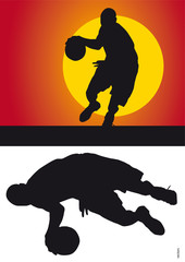 Basketball silhouette against a colored