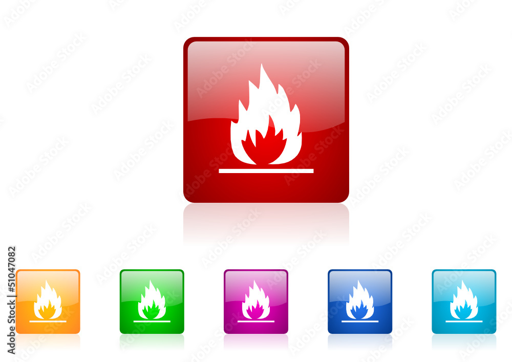 Poster flames vector glossy web icon set