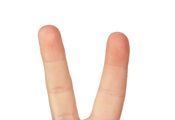 Fingers doing the symbol of victory