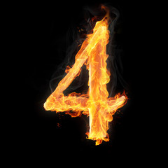 Numbers and symbols on fire