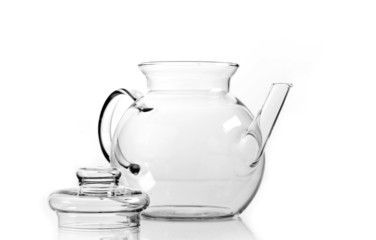 Glass teapot isolated