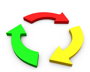 three colored arrows