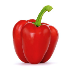 Red Bell Pepper on a white background with Clipping Path