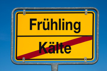 Fototapeta premium Wechselschild ohne Pfeil KÄLTE - FRÜHLING