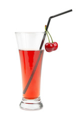 Cherry juice isolated on white background