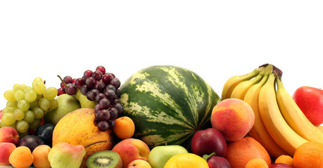 Assortment of exotic fruits isolated on white