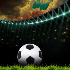 Fototapeta premium boisko do piłki nożnej z jasnymi światłami