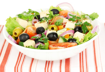 Greek salad in plate close up