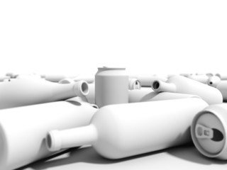 Render of cans and bottles in a dump