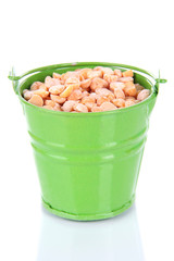 Bucket with grains isolated on white