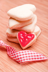 homemade sweet heart cookies with ribbon