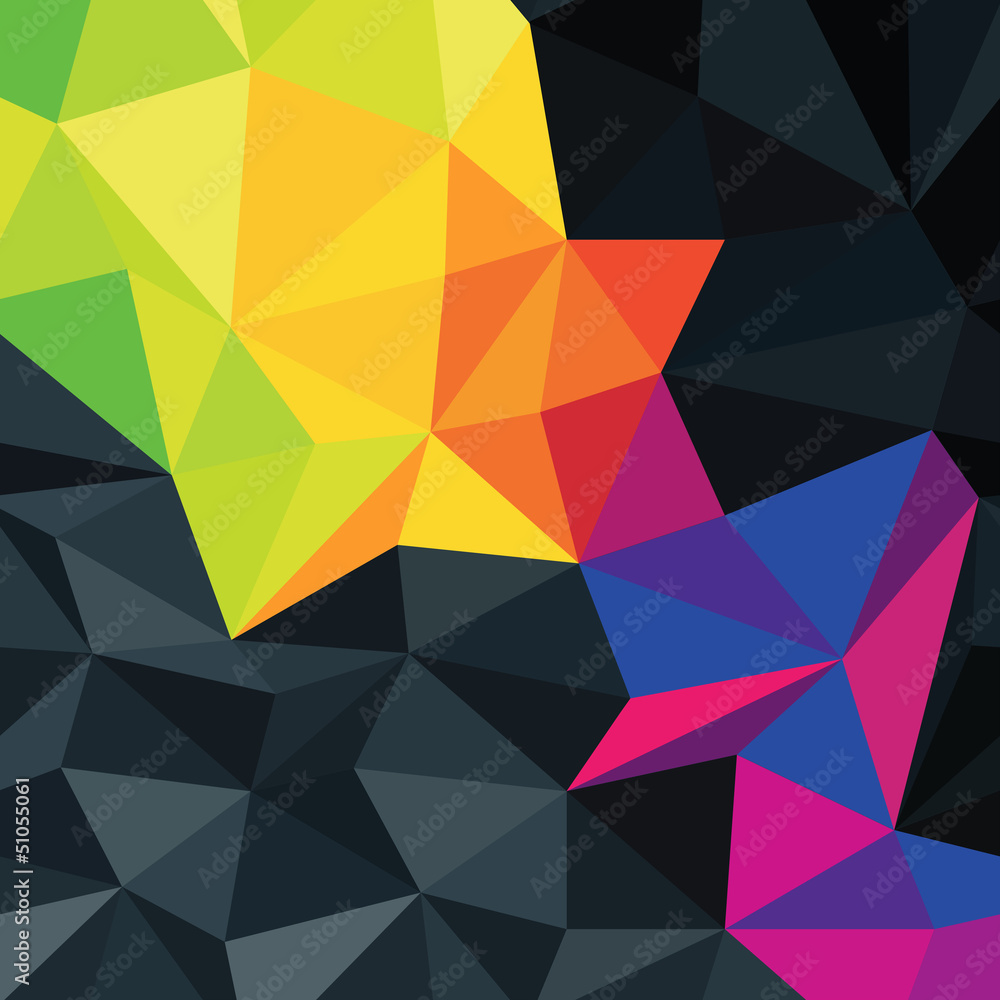 Poster Abstract triangles background with colorful accented area, vecto