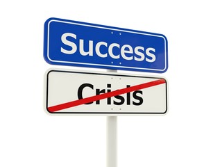 Success road sign isolated on white background