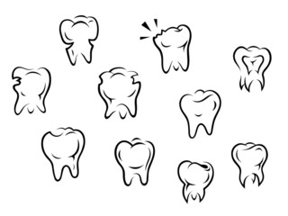 Set of health and illness teeth