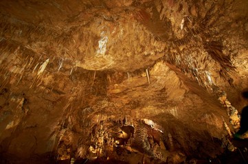 Underground photo in a cave with bright lighr