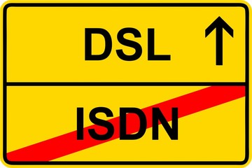 Obraz premium 130402-Ortsschild-ISDN-DSL