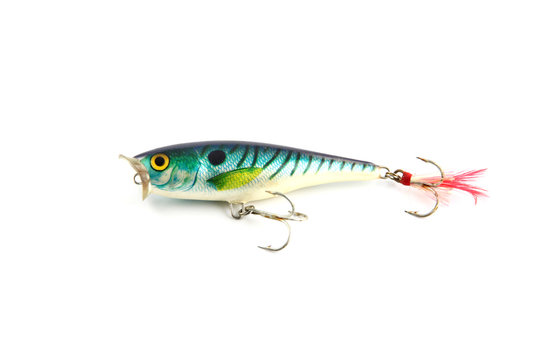 Green Lure is fishing on white Background.