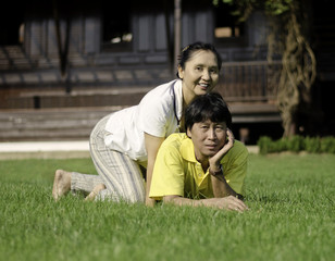 Beautiful senior couple in park