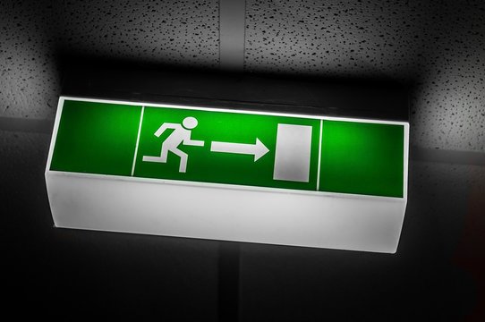 Exit sign in green