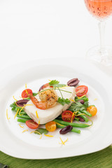 Poached Halibut and Spicy Shrimp