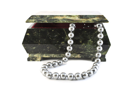 stone casket and beads