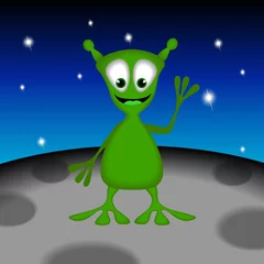 Photo sur Plexiglas Créatures Drôle l& 39 extraterrestre sur sa planète, illustration vectorielle