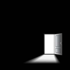 open door in dark room