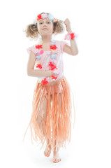 Small and beautiful girl in Hawaiian dress