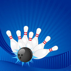 vector illustration of bowling pin with ball