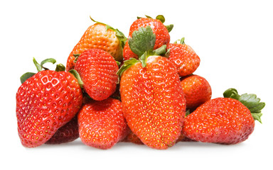 a group of strawberries on white background