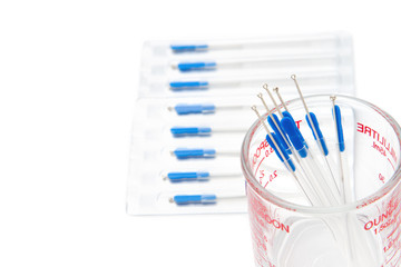 Silver needle acupuncture in Medicine cup