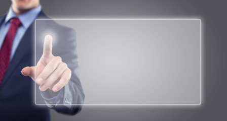 Man touching display