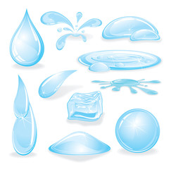 Set of Clean Water Drops. Isolated Design Elements