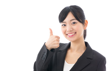 a young asian businesswoman on white background