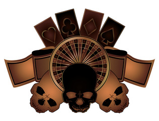 Fototapeta premium Casino poker elements with skulls isolated